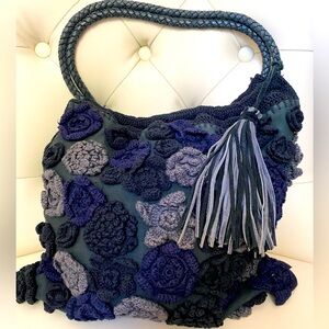 Hype crochet and leather shoulder bag.